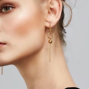 Hoop and Sphere Ball Dangle Earrings